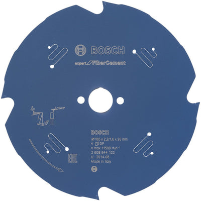 Bosch 2608644122 lame de scie circulaire expert fibrociment fibrobéton 165x20 - 4 dents