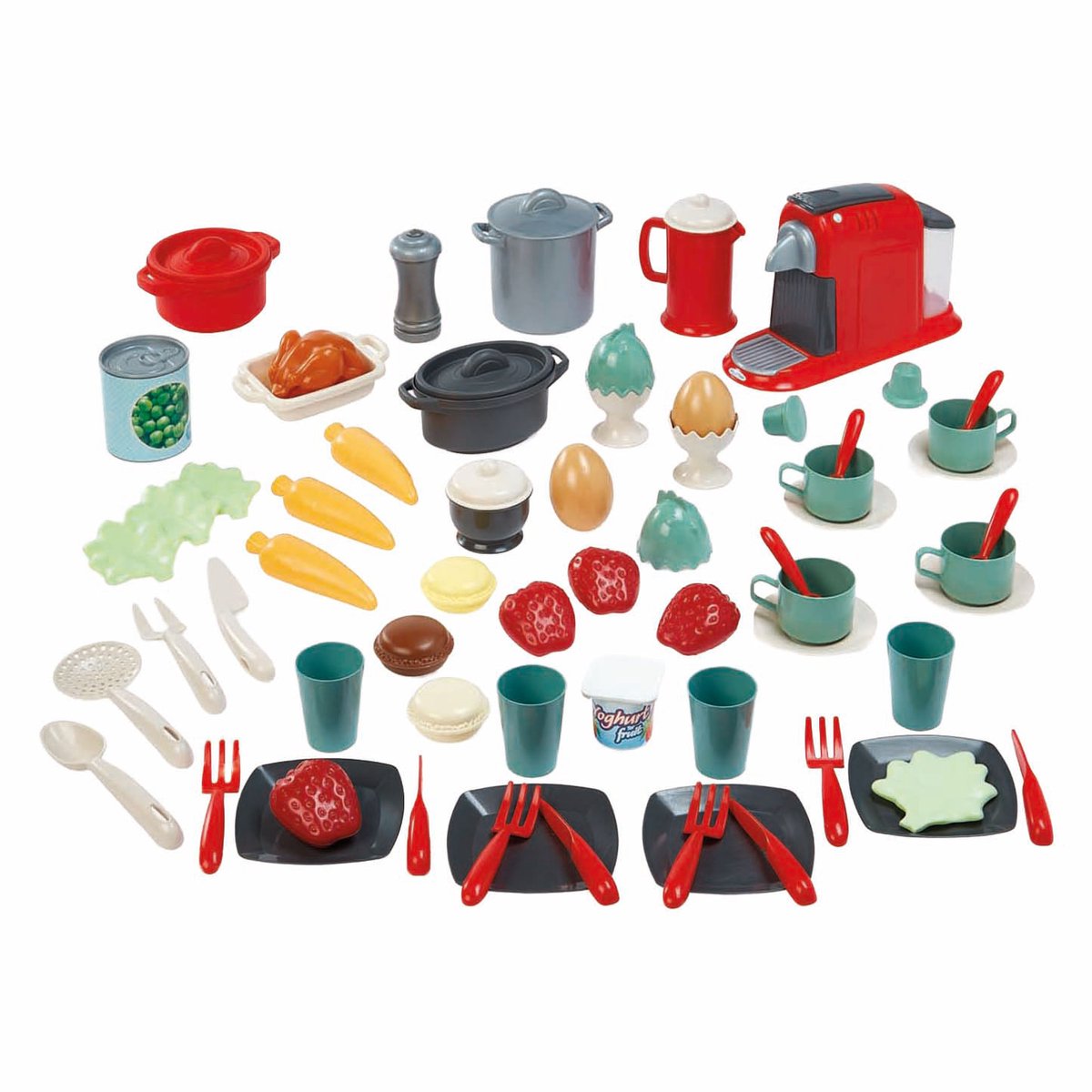 Vaisselle 100% chef Ecoiffier en coffret de rangement - 70 pièces.