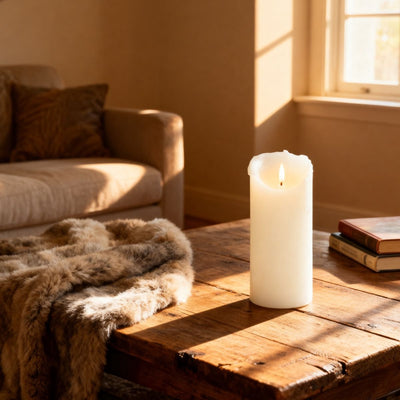 Bougie LED Arti casa - flamme mobile - 7 x 16 cm - blanc