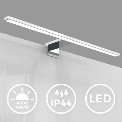 B.k.licht - lampe miroir led - applique couleur chrome - éclairage salle de bain - l: 60cm - ip44 - 4 000k - 8w