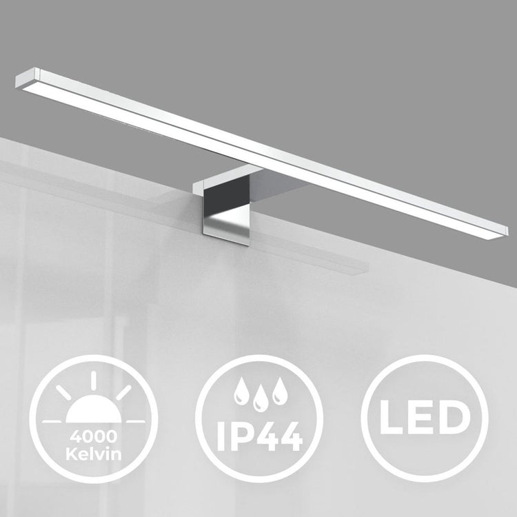 B.k.licht - lampe miroir led - applique couleur chrome - éclairage salle de bain - l: 60cm - ip44 - 4 000k - 8w