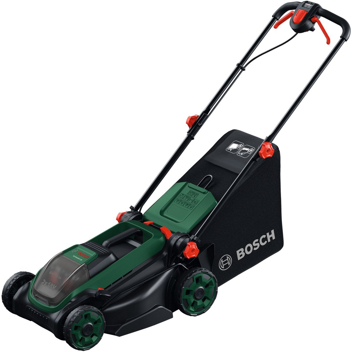 Bosch rotak 18v2-38 - tondeuse à gazon - sans batterie ni chargeur - avec prise mulch
