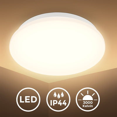 B.K.licht - Plafonnier LED avec détecteur de mouvement - éclairage de salle de bain - 27x6 cm (pxh) - blanc
