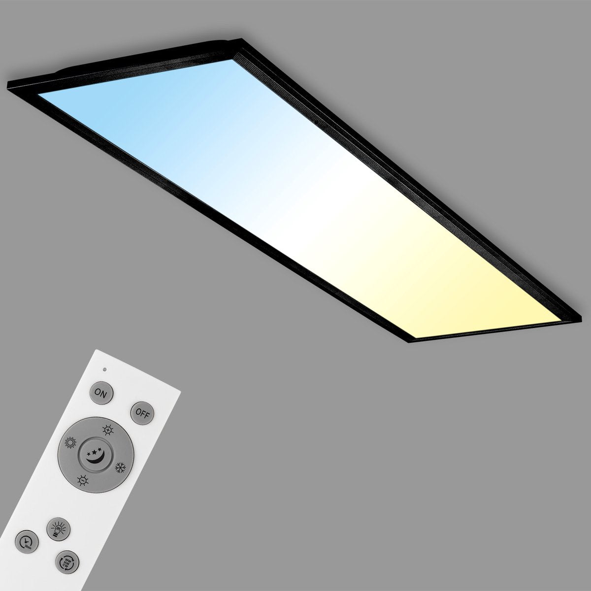 Briloner piatto - plafonnier LED - plafonnier dimmable - avec CCT - avec télécommande - 24w - noir - 100cm