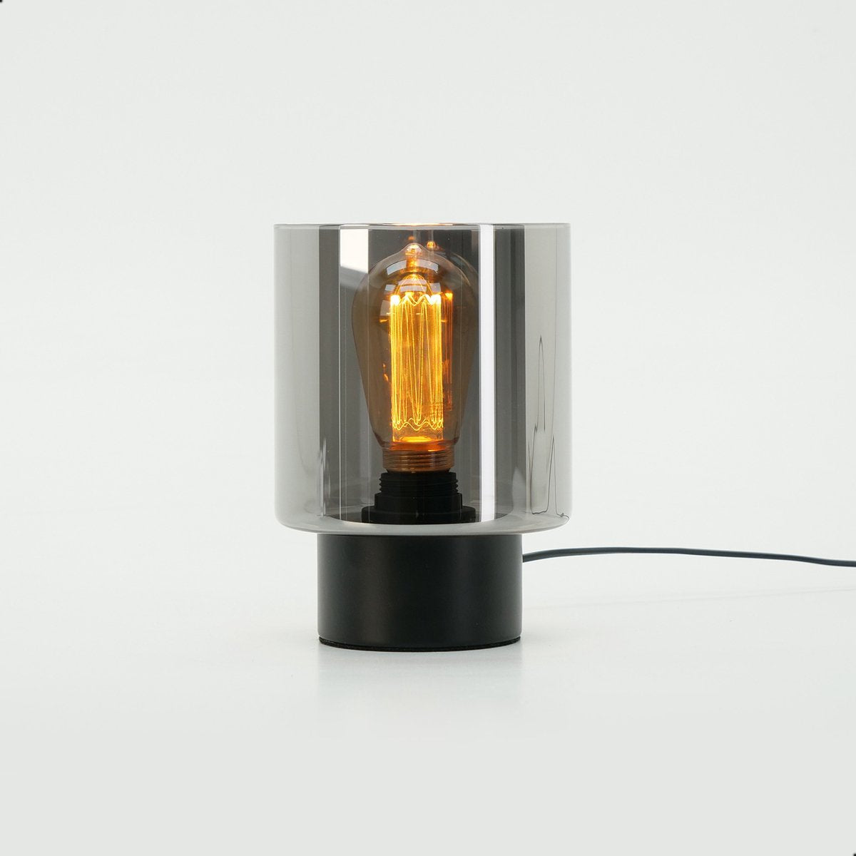 Lampe de table Eglo gorosiba - e27(excl.) - 22cm - verre fumé - métal - noir