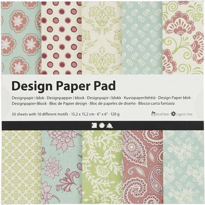 Creativ Company Design Paper Block Mint Green Purple, 50 feuilles