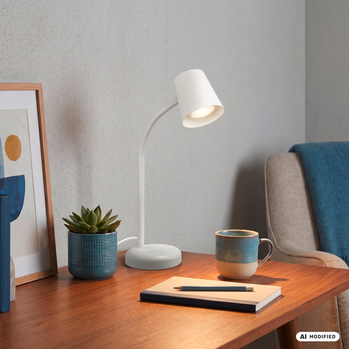 Briloner skrive - lampe de table - lampe de bureau - raccord gu10 - métal - blanc - 38,5 x 13 x 24,5 cm