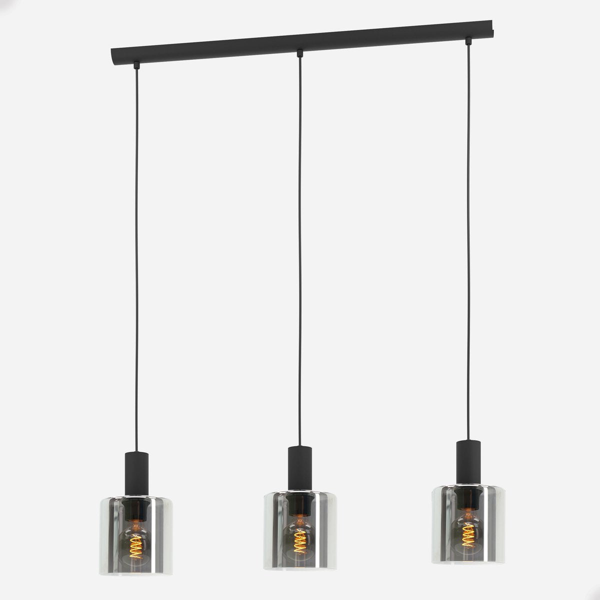 Eglo gorosiba - suspension - e27 - 85 cm - verre fumé - noir