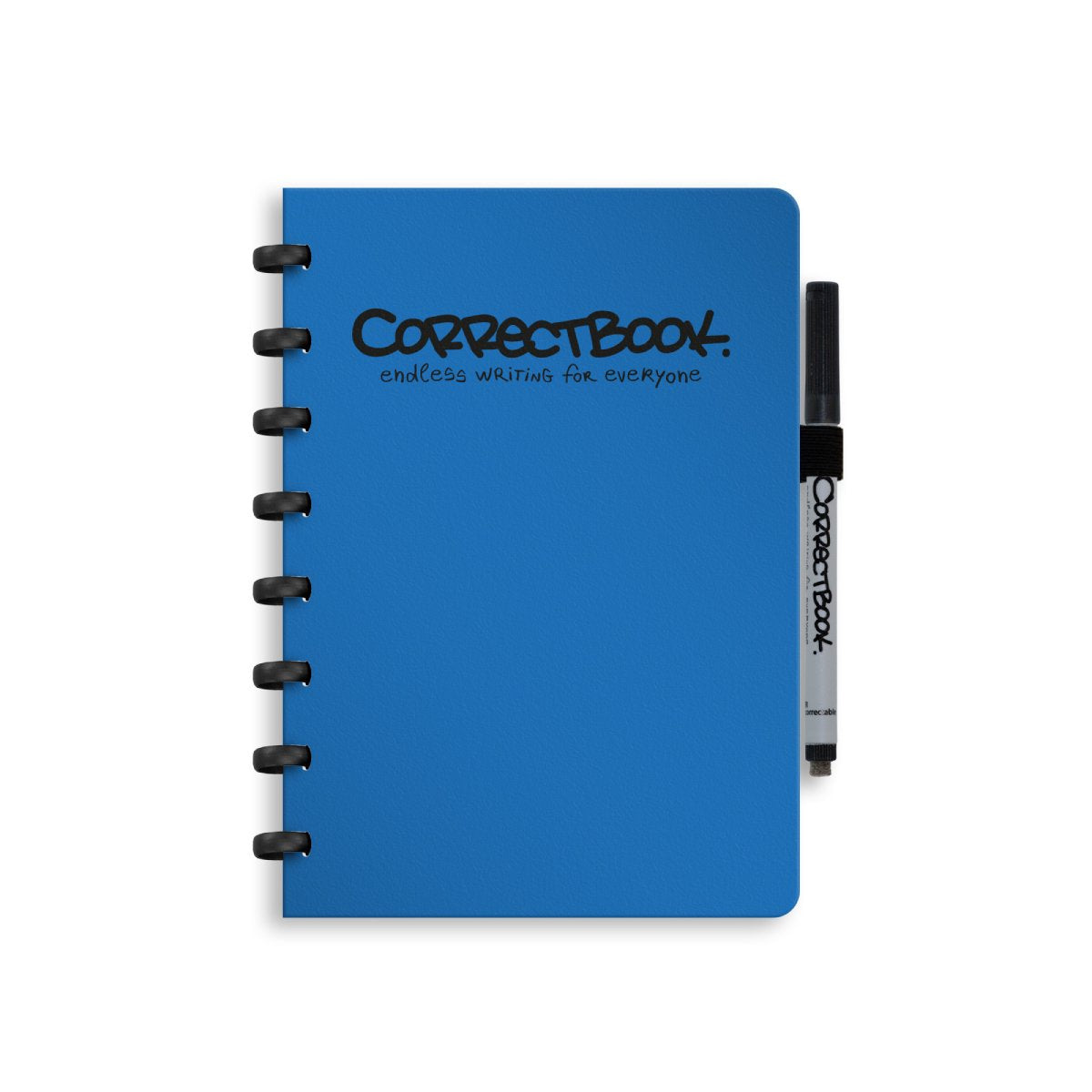 Carnet effaçable Correctbook a5 – carnet réutilisable – bleu terre – ligné – avec lingette pour stylo – peut être complété par des pages supplémentaires