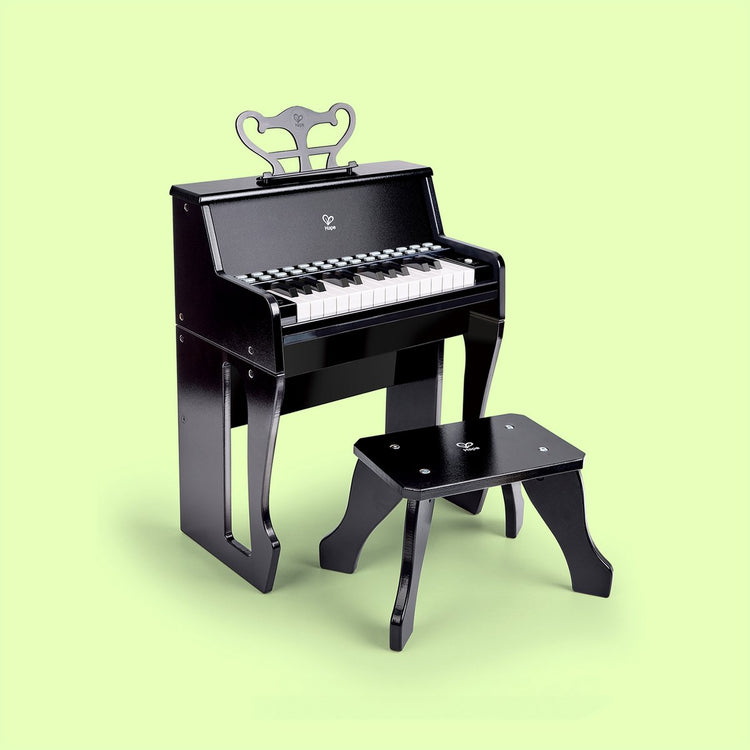Hape piano électrique enfant avec touches lumineuses et tabouret, noir - 25 touches, 3 ans+