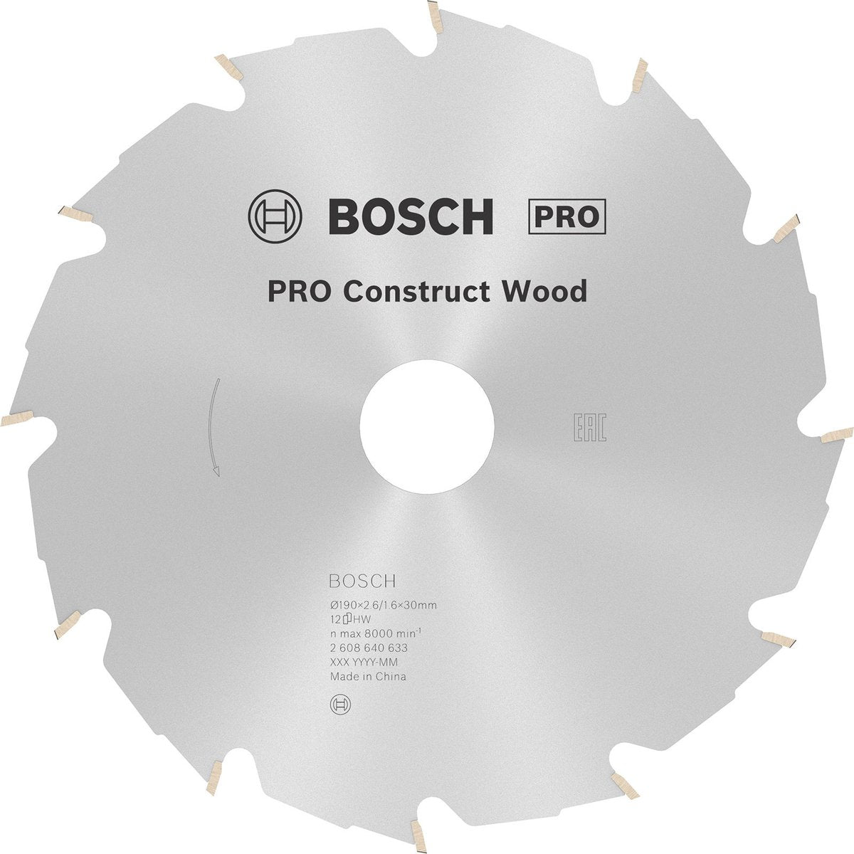 Bosch cirkzb constr. bois 190x30x2.6 12t fwf