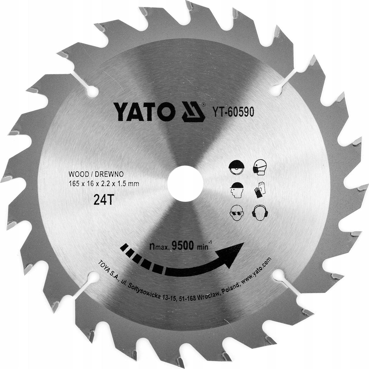 Lame de scie circulaire Yato ø 165 mm - 24 t - diamètre intérieur 16 mm