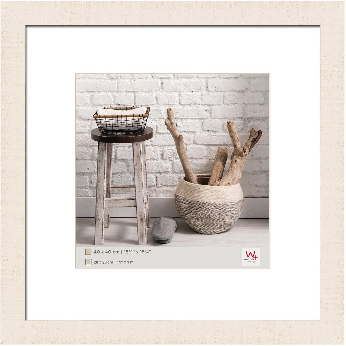 Walther home - cadre en bois - format photo 40x40 cm - blanc crème