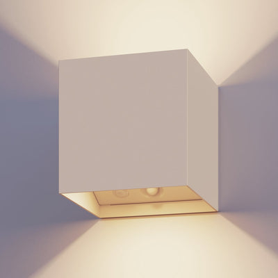 Applique cube rechargeable Calex volterra - rechargeable - éclairage de jardin haut vers le bas - moderne - lumière blanc chaud - pour intérieur et extérieur - étanche - installation facile - batterie et sans fil - USB-C - détecteur de mouvement - sable