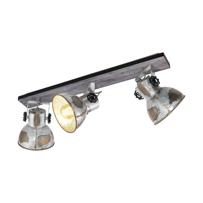 Eglo barnstaple - applique - 3 lumières - e27 - patine marron noir aspect zinc vieilli
