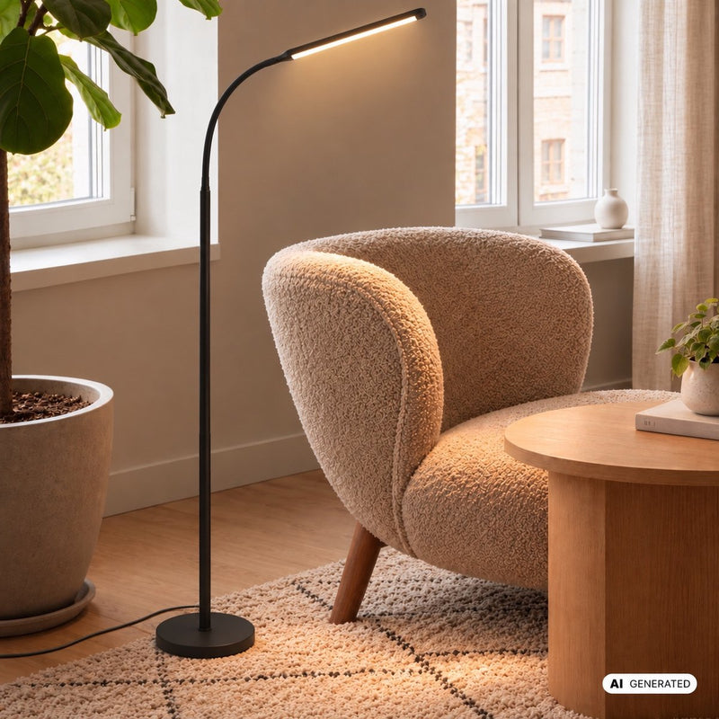 B.k.licht briloner mura – Lampadaire LED – dimmable – 6w – 600lm – commande tactile – lampe de bureau pivotante – noir – lampe de lecture moderne