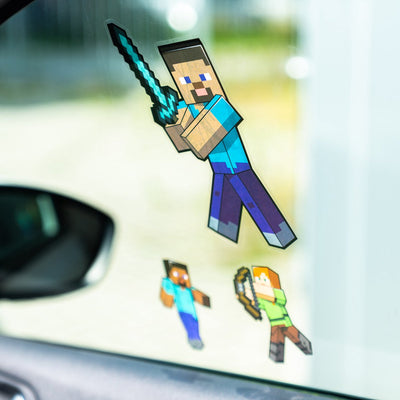 Paladone mojang studios - minecraft - ensemble d'autocollants de fenêtre - autocollants de bureau