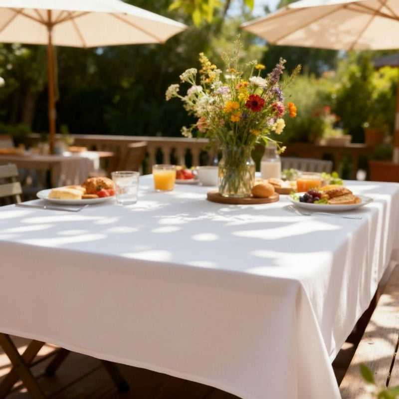 Nappe Arti casa 150x240 cm - nappe unie blanche - nappe pour table à manger - grande nappe pour décoration de table - blanc