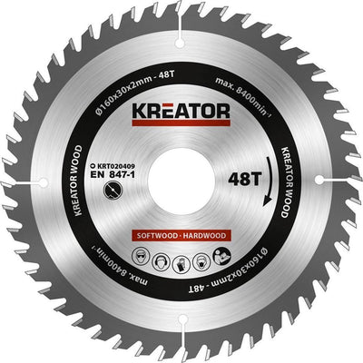 Kreator krt020409 lame de scie bois 160 mm - 48t