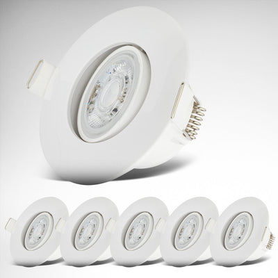 B.K.licht - Spots encastrables LED pour salle de bain - blanc - lot de 6 - éclairage de salle de bain - IP65 - inclinable - 9 x 4,2 cm (PxH)