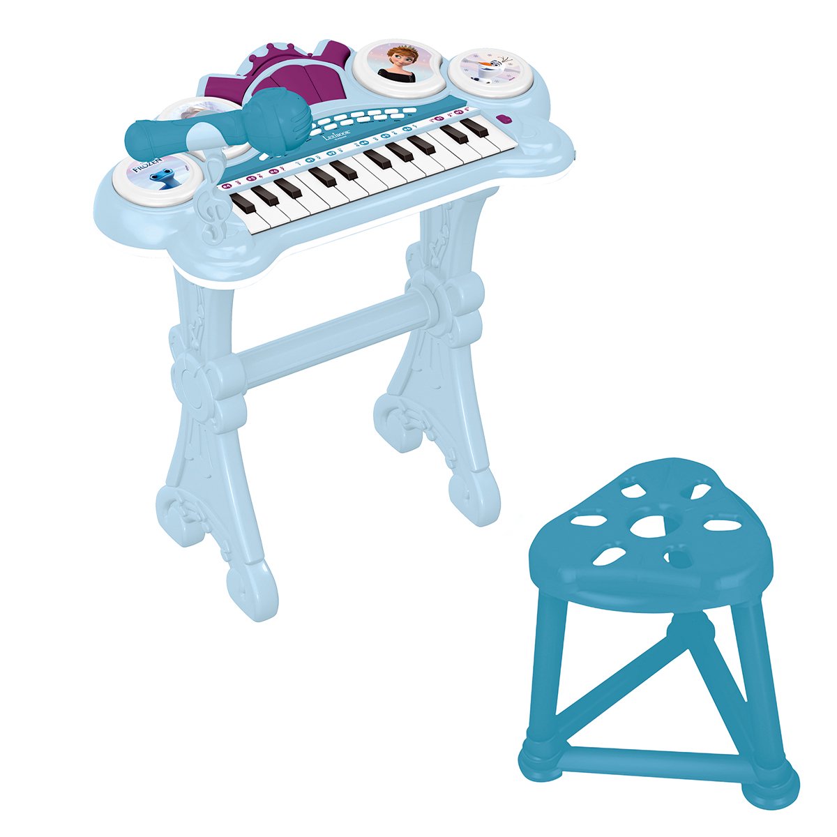 Clavier de piano électronique Frozen Lexibook avec éclairage, siège et microphone et câble line-in - 24 touches