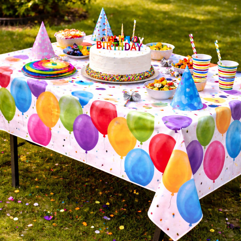 Tom party casa nappe confettis de fête - 130x180 cm - nappe en plastique - protection de table - décoration de fête