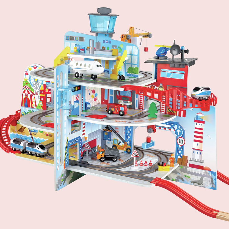 Hape Grand City Set - grand train en bois à 5 étages, 34 pièces, à partir de 3 ans