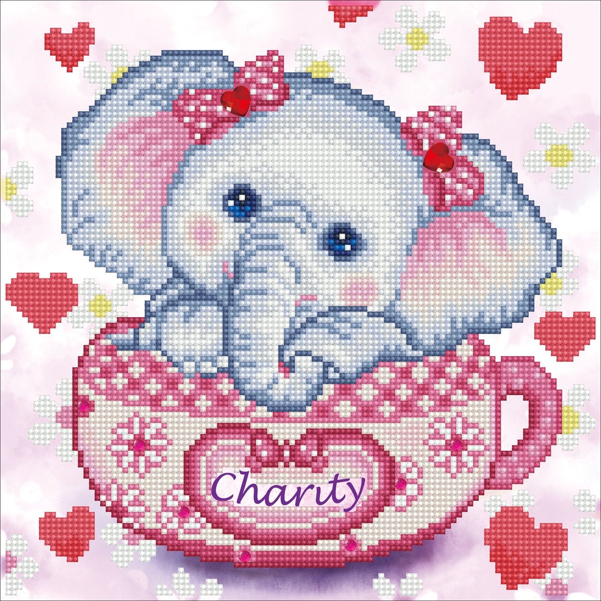 Diamond dotz® Diamond Dotz Charity Elephant - Peinture diamant - 7 756 dotz - 30x30 cm