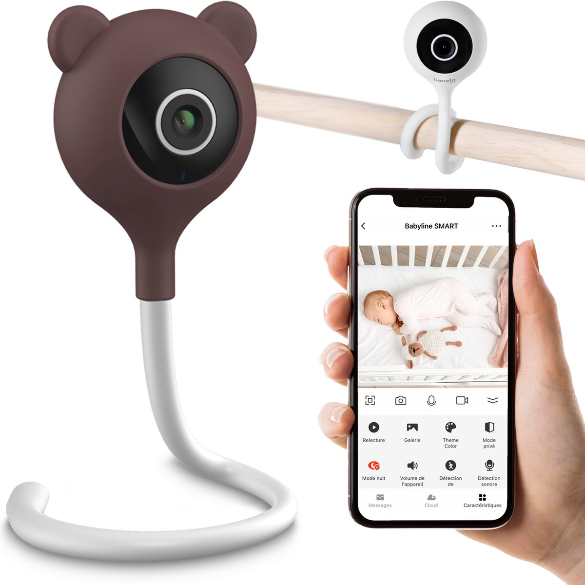 Lionelo babylline smart – babyphone intelligent – installez-le n'importe où – détection de mouvement et de son – contrôle par application – vision nocturne – communication bidirectionnelle – capteur de température