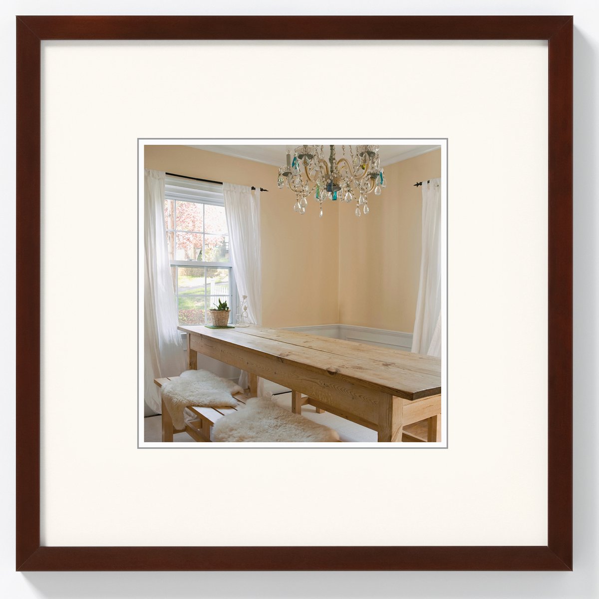 Poivrons Walther - cadre en bois - format photo 30x30 cm - noyer