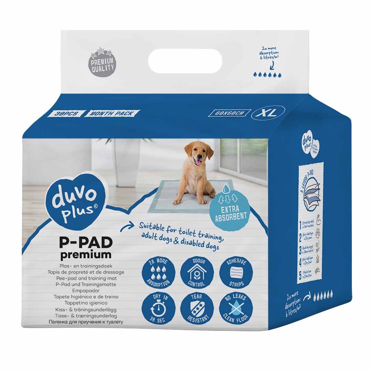 Duvo + p-pad premium xl - 60x60cm 30 pièces