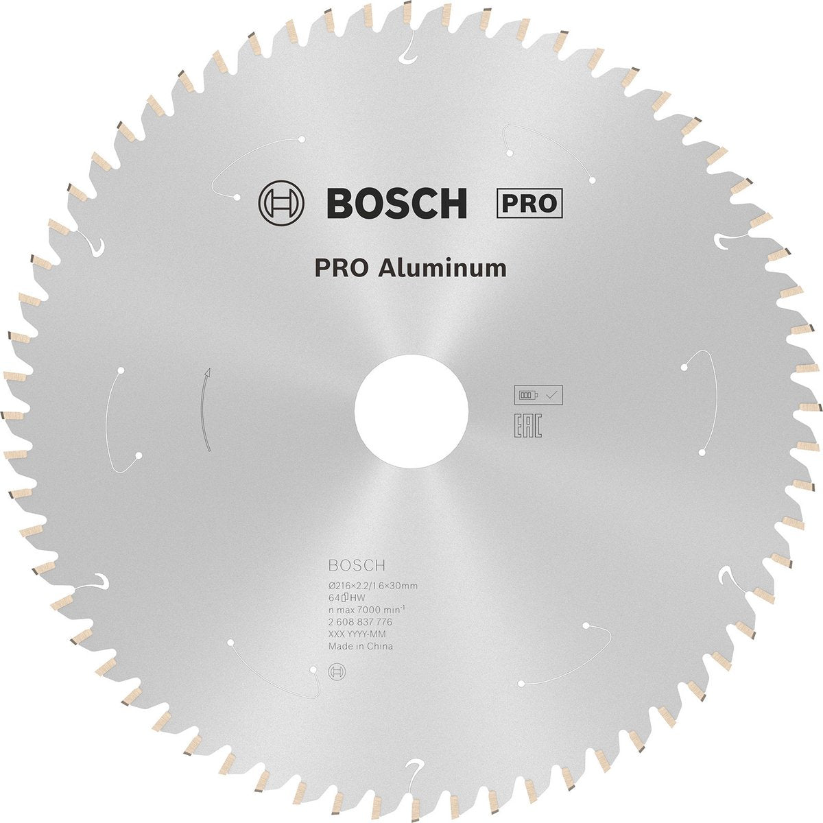 Lame de scie circulaire carbure professionnelle Bosch 216 x 30 x 2,2 mm (64 dents) - aluminium