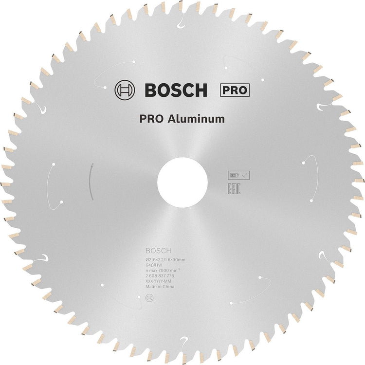 Lame de scie circulaire carbure professionnelle Bosch 216 x 30 x 2,2 mm (64 dents) - aluminium