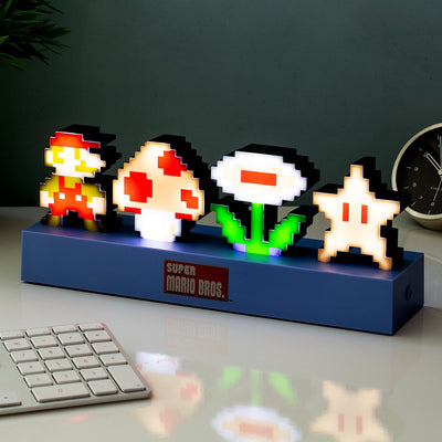 Paladone Super Mario Bros Icons Light – Sous licence officielle Nintendo Sound Reactive Mode, figurine décorative lumineuse Super Mario, accessoires de chambre à coucher, décoration de salle de jeu –