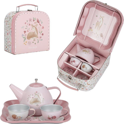Petit-étain du jardin de fées néerlandais ensemble dans une valise