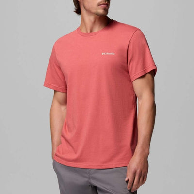 Chemise d'extérieur pour hommes Columbia csc™ outdoor back Graphic Tee - rouge délavé, paysage brillant