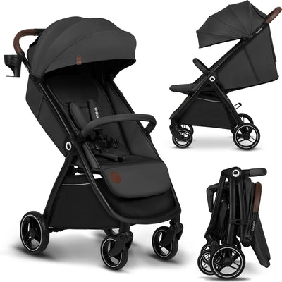 Poussette Lionelo Ingrid - poussette jusqu'à 22 kg - système de pliage automatique - roues EVA 360° - auvent XXL avec UPF50+ - dossier et repose-pieds réglables - panneau de ventilation panoramique - porte-gobelet et panier