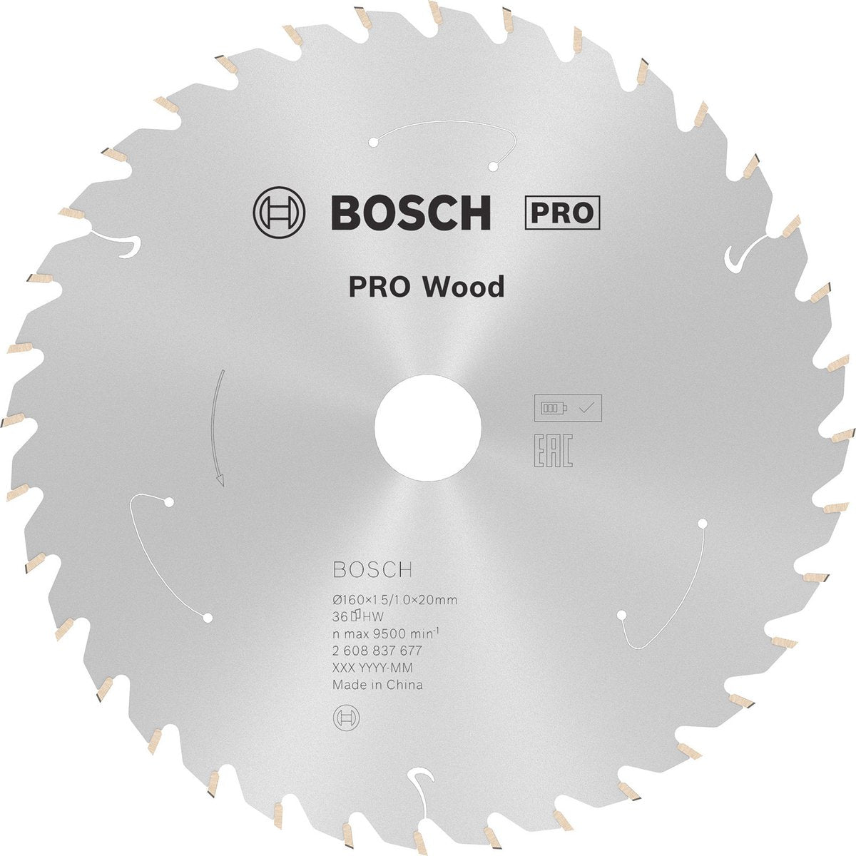 Lame de scie sans fil Bosch pro wood pour scies circulaires 160 x 1,5 x 20 mm - ...