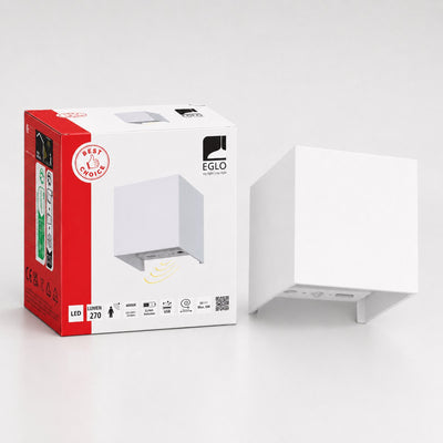 Applique d'extérieur Eglo rincine - capteur - rechargeable (jusqu'à 72 heures de lumière) - 10 cm - blanc - sans fil - dimmable