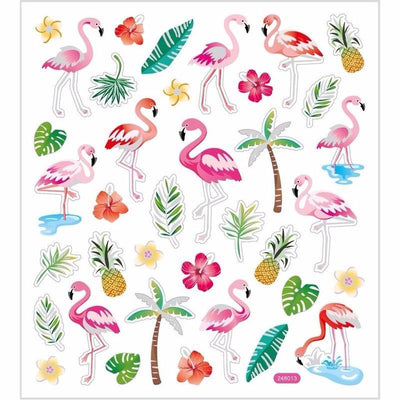 Autocollants Creativ company, flamant rose, feuille 15x16,5 cm, env. 37 pièces, 1 feuille