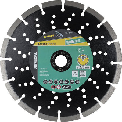 Wolfcraft - disque à tronçonner diamanté ø 230 mm - disque à tronçonner diamanté - disque de meulage pour meuleuse d'angle - 8312000