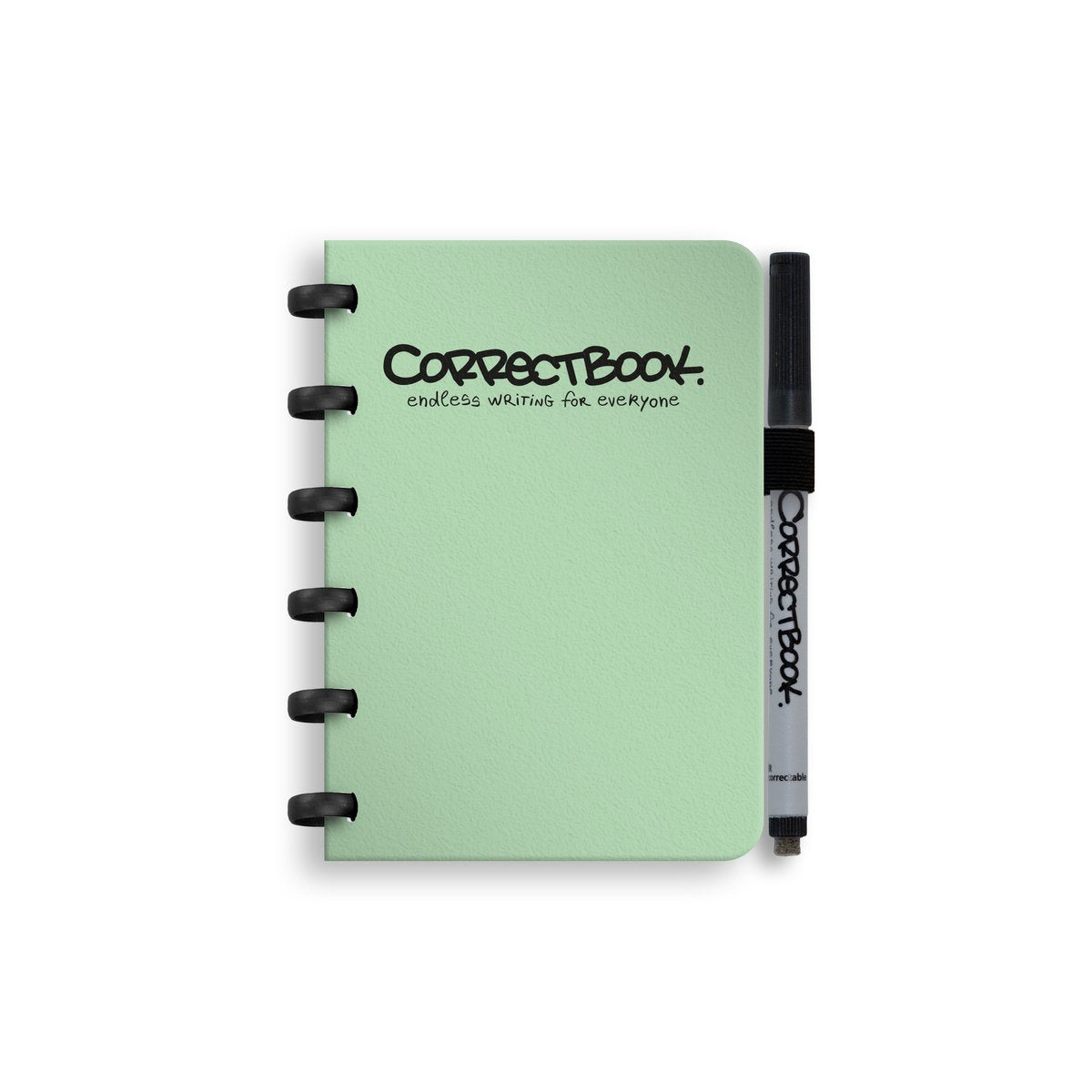 Carnet effaçable Correctbook a6 – menthe brumeuse – vierge – carnet réutilisable – avec lingette pour stylo – peut être complété par des pages supplémentaires
