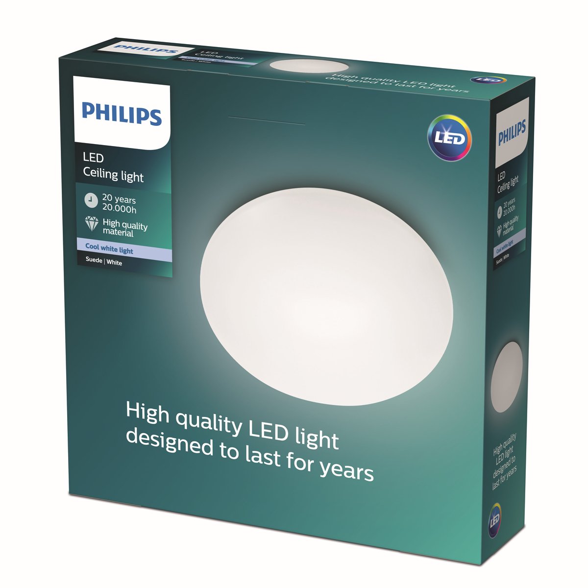 Philips LED Plafonnier Philips en daim - lumière blanc froid - 28 cm