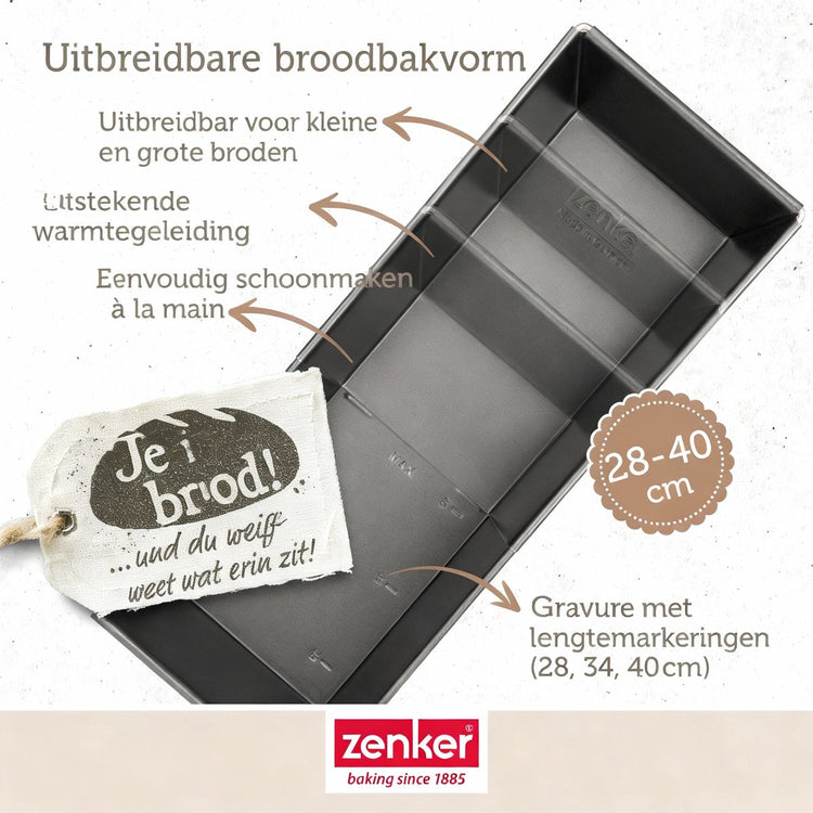 Moule à cake extensible Zenker 28 à 40 cm noir métallisé