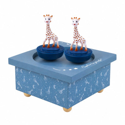 Boîte à musique Sophie la girafe voie lactée - Sophie dansante - boîte à musique bébé - cadeau maternité - cadeau baby shower - à partir de 12 mois - 11,5x11,5x8,5 cm - bleu