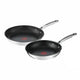 Poêles Tefal duetto - lot de 2 - 24 28 cm - induction, revêtement extérieur inox - revêtement antiadhésif