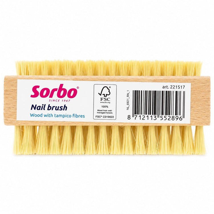 Brosse à ongles Sorbo – brosse en bois avec poils naturels tampico – double face