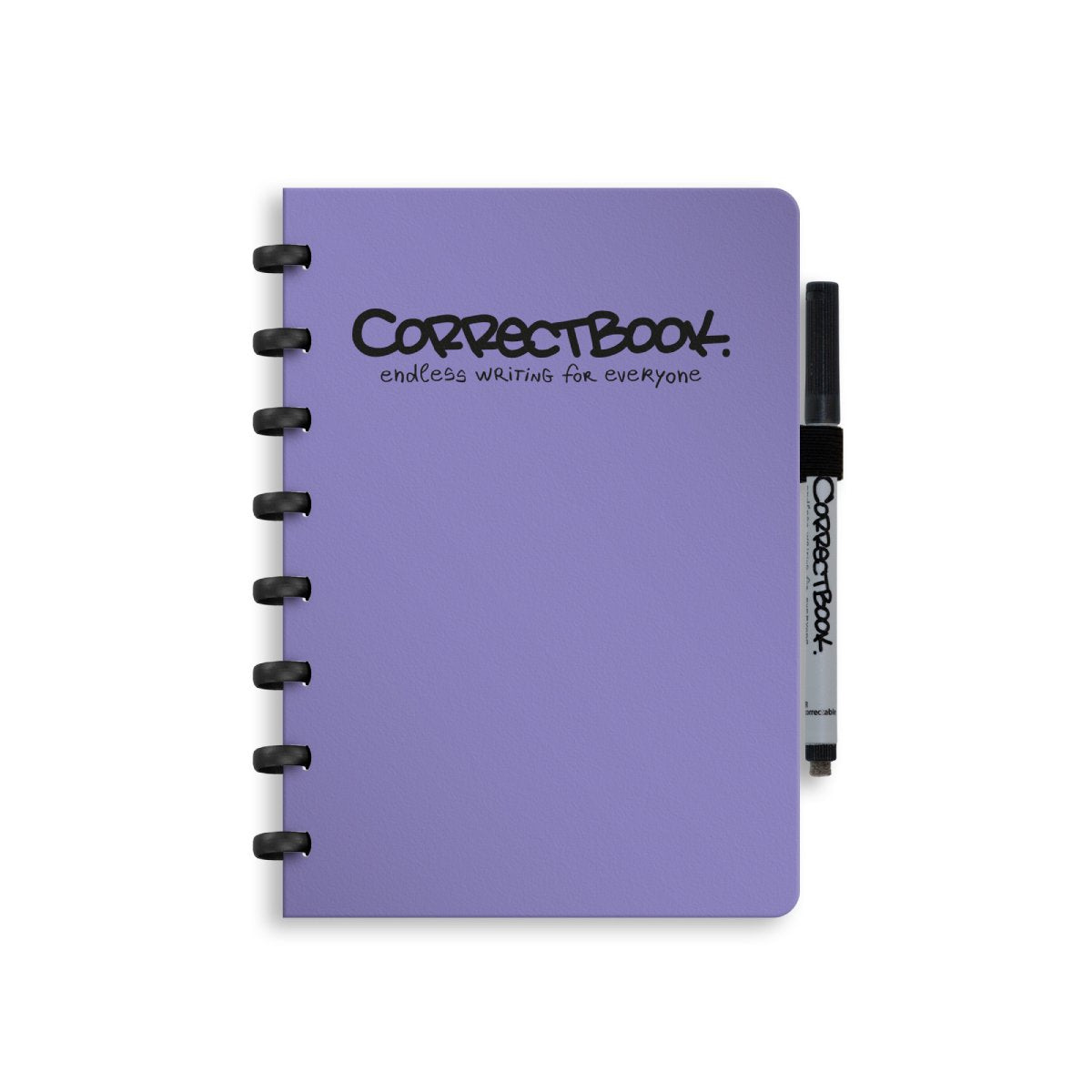 Carnet effaçable Correctbook a5 – carnet réutilisable – violet pétunia – vierge – avec lingette pour stylo – peut être complété par des pages supplémentaires