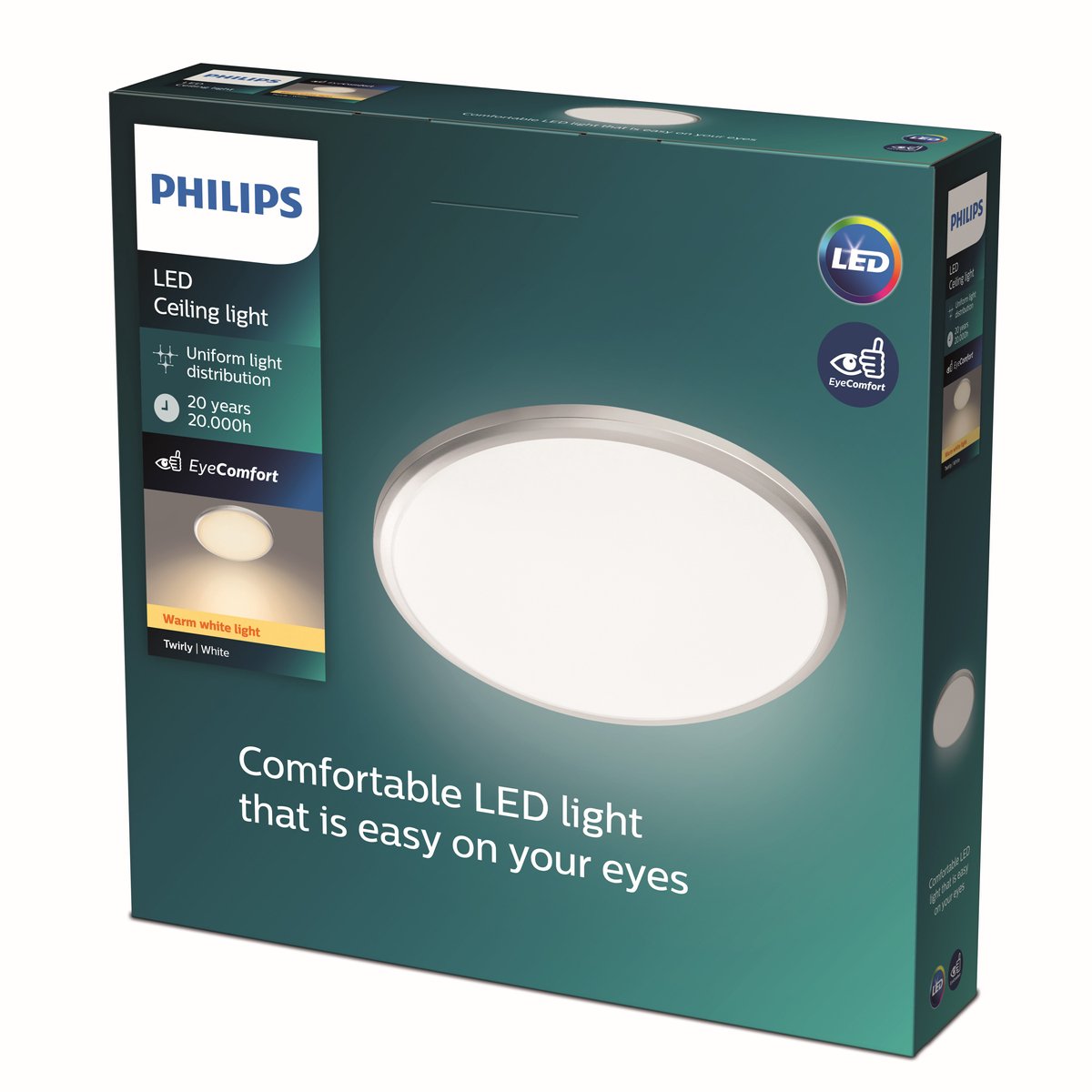Philips LED Plafonnier Philips Twirly - Gris - Petit - Lumière Blanc Chaud - 12 W