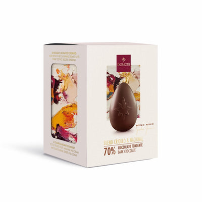 Domori - œuf de Pâques en chocolat noir de luxe gianluca franzoni 70% de cacao – œuf en chocolat noir criollo d'Équateur – cadeau en chocolat haut de gamme avec surprise – 70 g